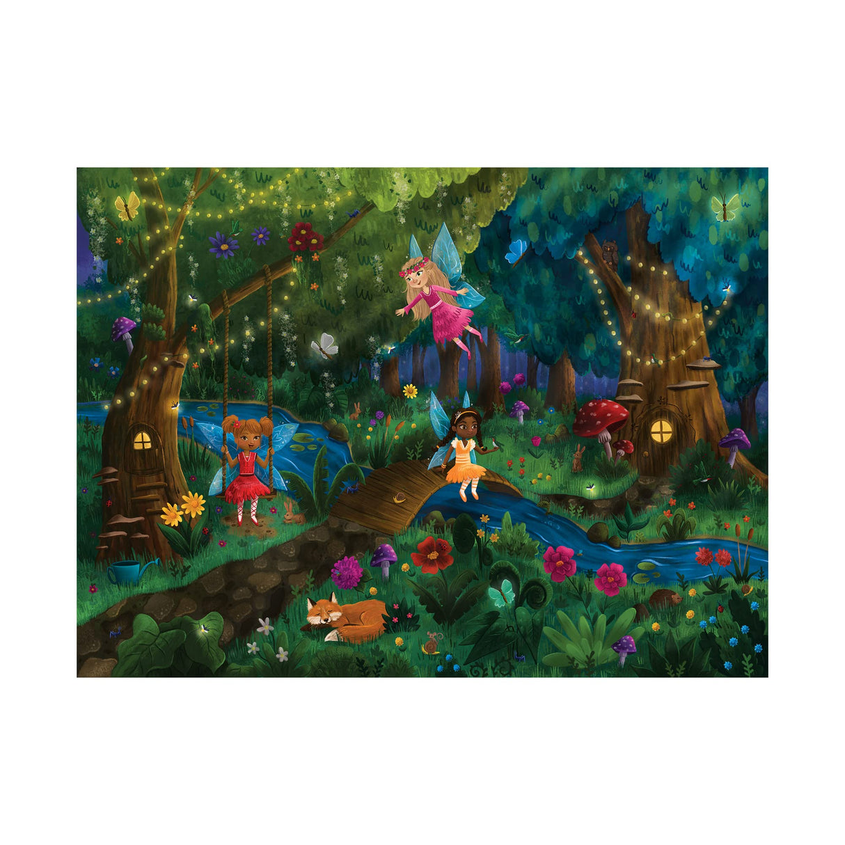 Peaceable Kingdom Twilight Fairies Puzzle – 100-Pc. Seek & Find Glow Puzzle for Kids Ages 6 & Up – Included Blacklight Reveals Hidden Items – Great for Home or Classrooms Peaceable Kingdom