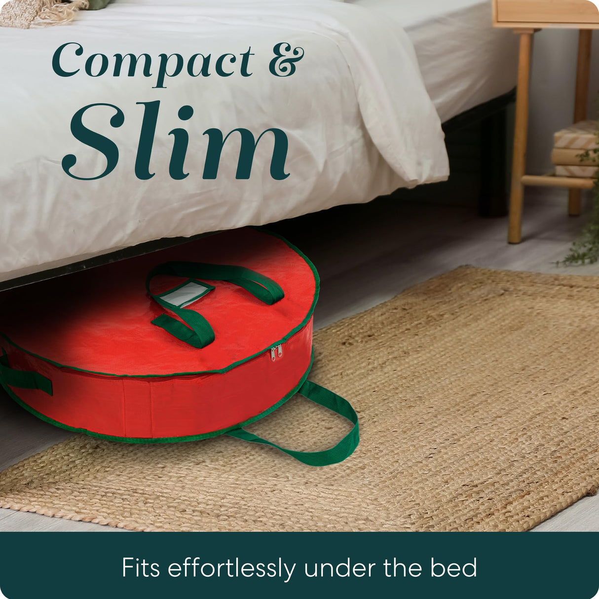 Handy Laundry Wreath Storage Bag 24" - 2 Pack Durable Waterproof Tarp Material with Zipper & Reinforced Handles - For Holiday Décor, Tires, Wheels, Garage or Moving Organization (Red) Handy Laundry