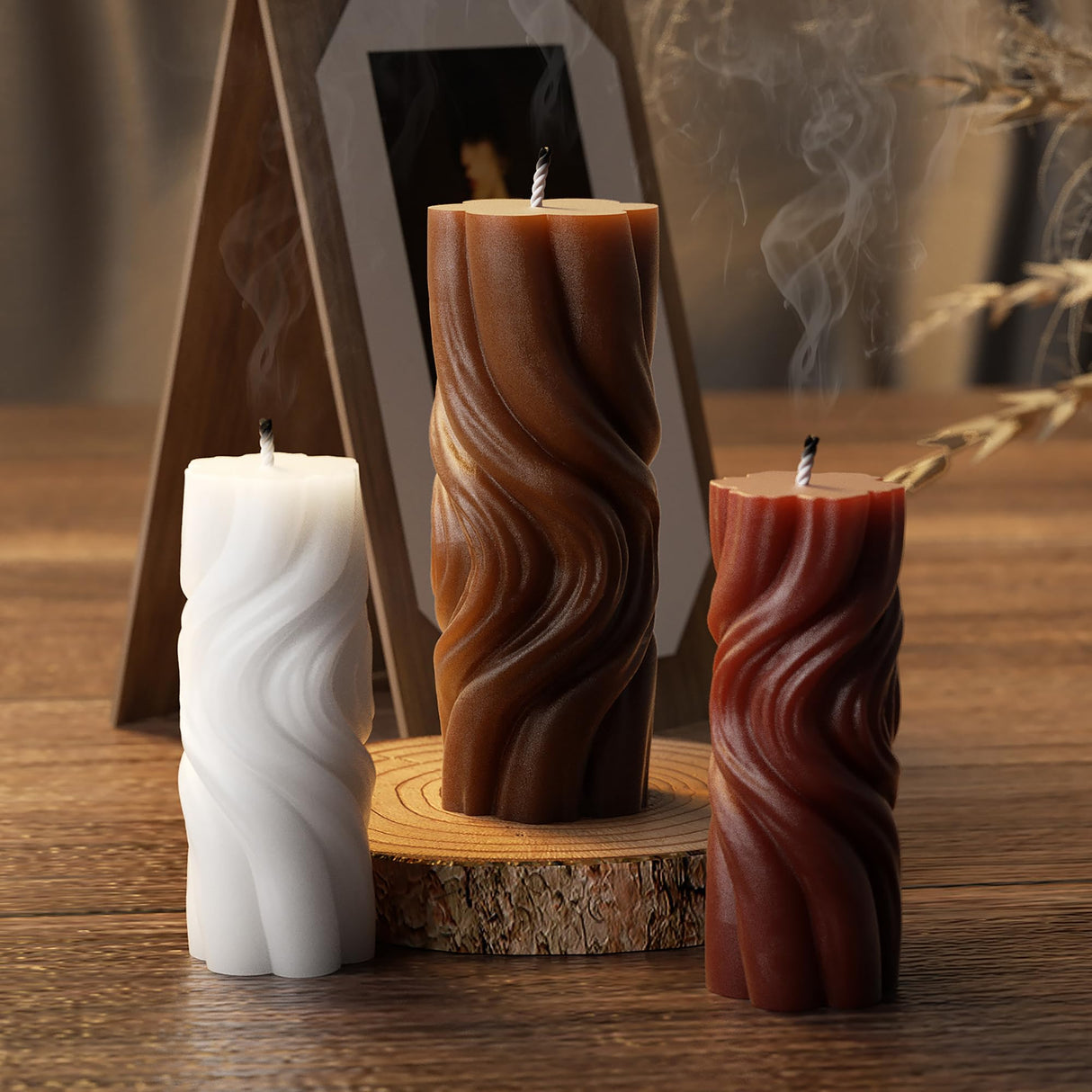 2 Pcs Silicone Wave Spiral Candle Mold - Silicone Resin Casting Molds for Candle & Resin & Soap Craft Supplies EVERELAM