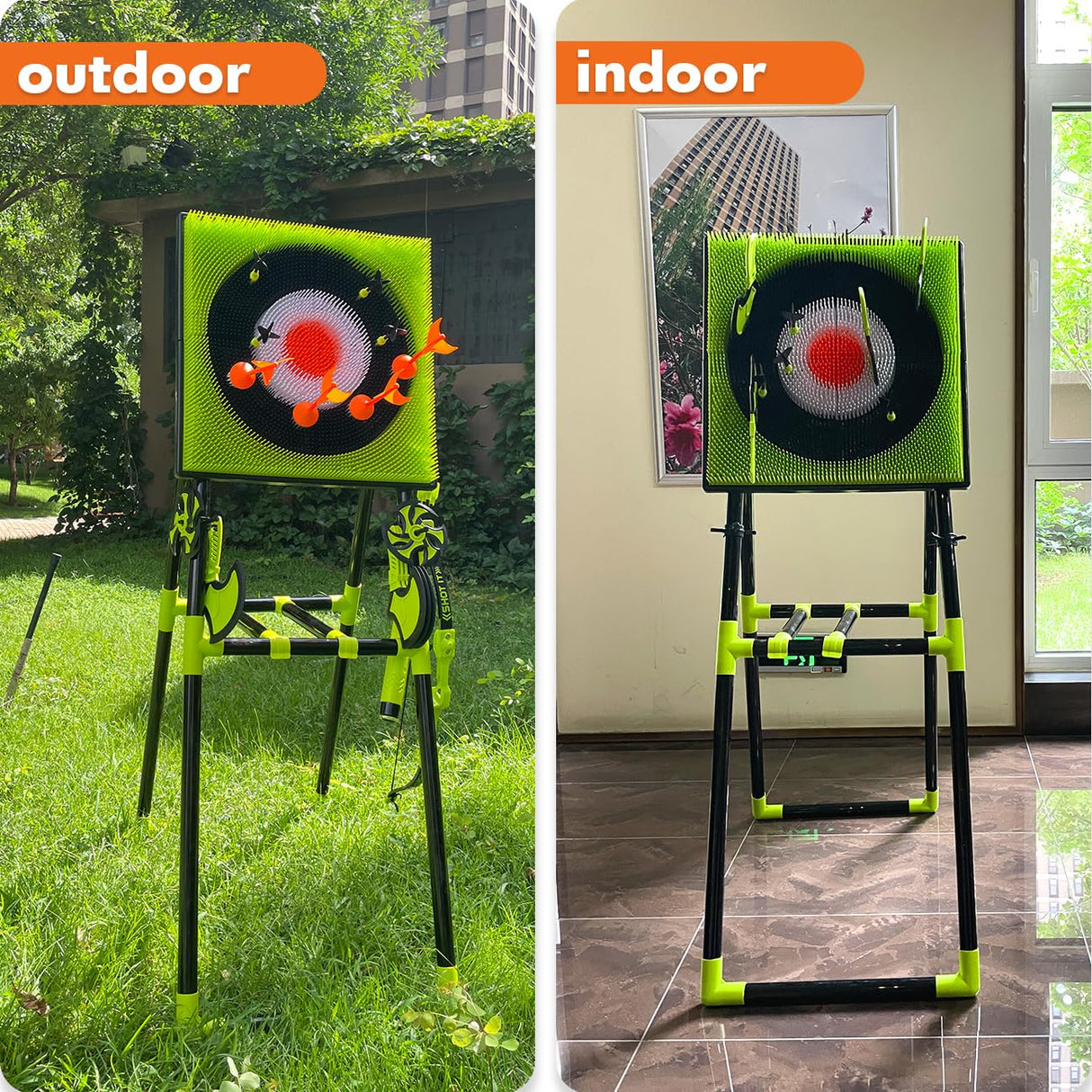 CEDOIEOP Deluxe Axe Throwing Game Set,Collapsible Stand,5 Throwing Tools Including Axes/Darts/Bows,Axe Throwing Game for Backyard CEDOIEOP