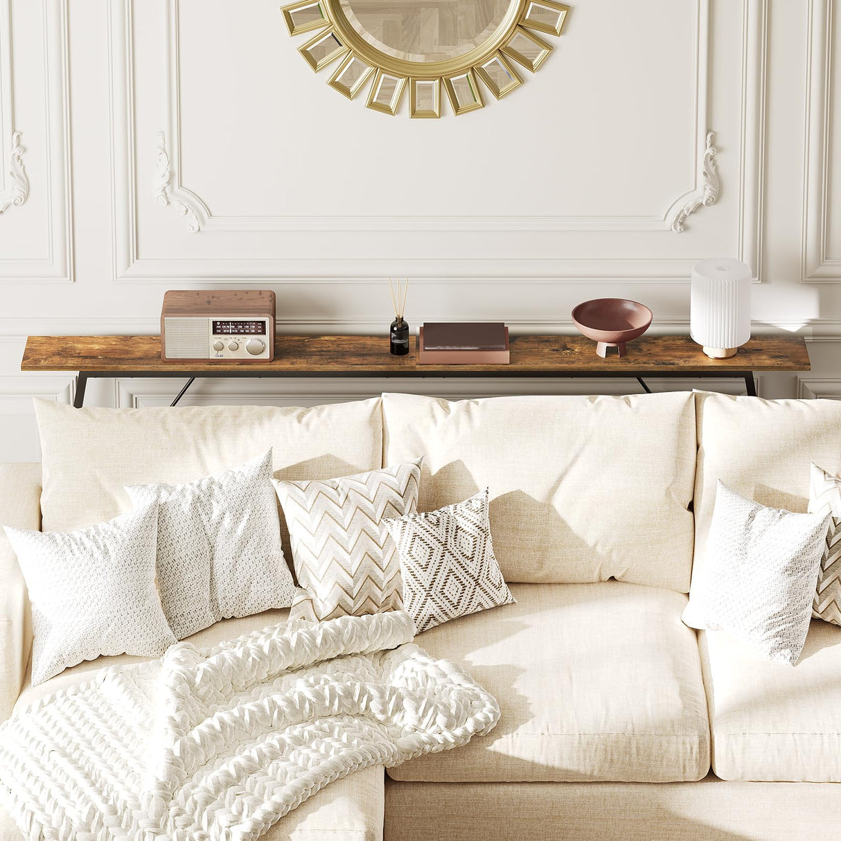 YATINEY 78.7" Console Table, Extra Long Entryway Table, Narrow Sofa Tables Behind Couch, Industrial Skinny Hallway Table for Entryway, Display Table, Rustic Brown and Black CT20BR YATINEY