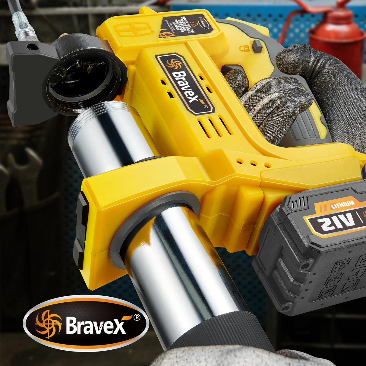 STEINBRÜCKE Grease Gun - Grease Gun Battery Powered with 40” Long Hose, 12,000 PSI Cordless Grease Gun, Electric Grease Gun 21V Tools STEINBRÜCKE