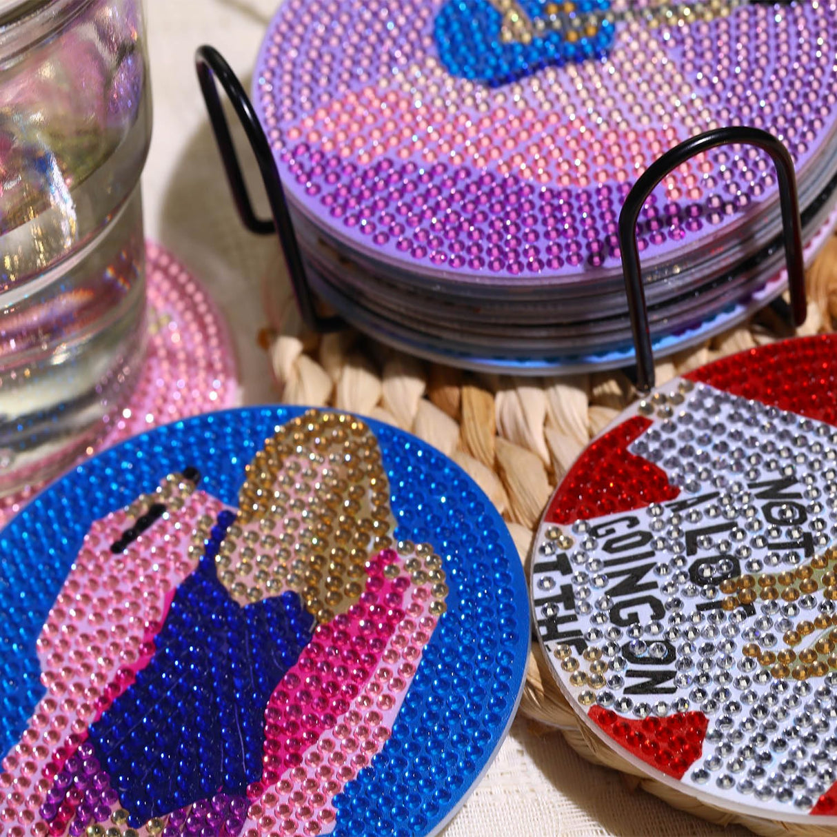 8 PCS Singer Diamond Art Coasters Kits, Pop Star Diamond Painting Coasters with Holder Set of 8, DIY Drink Coasters Art Crafts Supplies for Adults Cup Mat for Home Decor House Warming Gifts Non-Slip YSUNETER