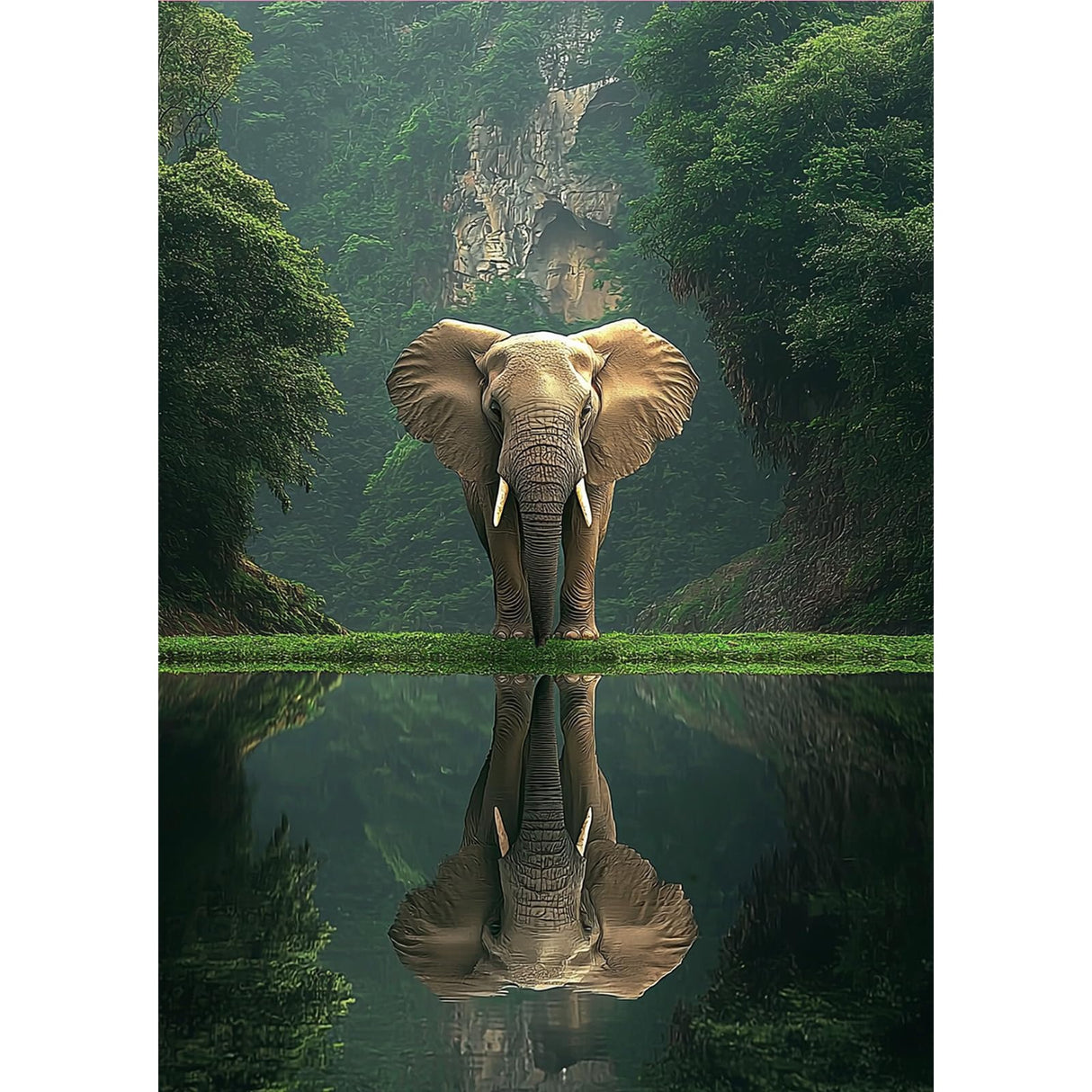 MOGTAA Elephant Diamond Art Kits for Adults, 5D Full Drill Diamond Painting Kits for Adults Beginners, DIY Landscape Round Diamond Dots for Adults, Gem Art for Home Decor 12 X 16Inch MOGTAA