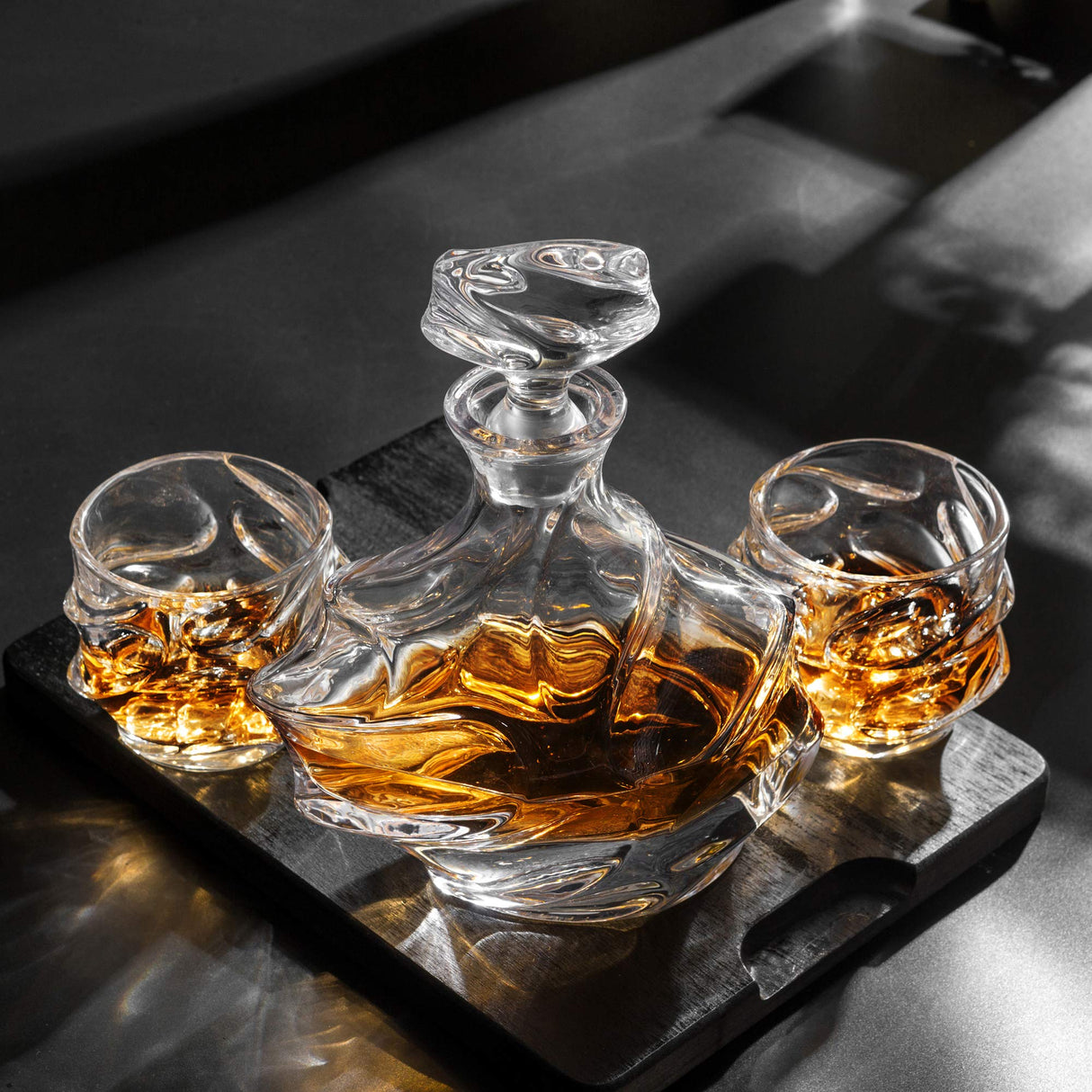 KANARS Crystal Whiskey Decanter Set, 27 Oz Emperor Decanter with Old Fashioned Glasses for Liquor Bourbon Scotch Tequila Snifter, Unique Christmas Gifts for Men Dad Grandpa Brother Adult KANARS