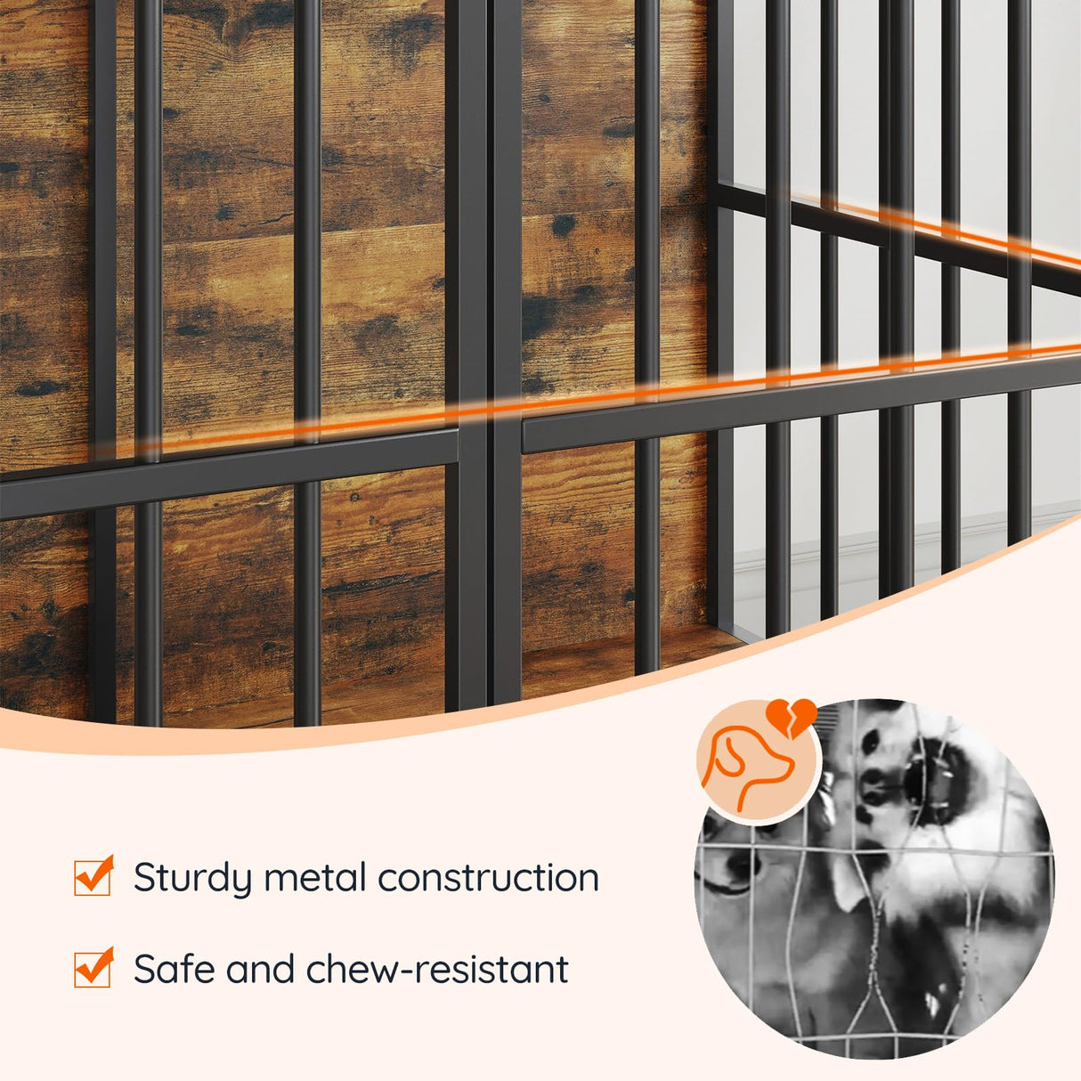 HOOBRO 38.6" Dog Crate Furniture, Wooden Indoor Dog Kennel, Decorative Dog Crate End Table, Chew-Resistant Heavy Duty Dog Crate for Small/Medium Dog, Rustic Brown and Black BF100GW03 HOOBRO