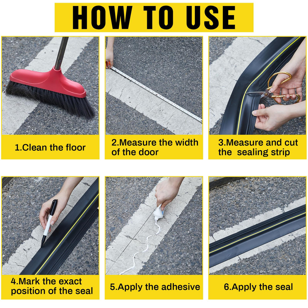 Pangda 30 ft Universal Garage Door Bottom Threshold Seal Strip Weather Stripping Replacement Rubber Waterproof DIY Weatherproof Garage Door Threshold Seal Strip, Not Include Sealant, Black Pangda