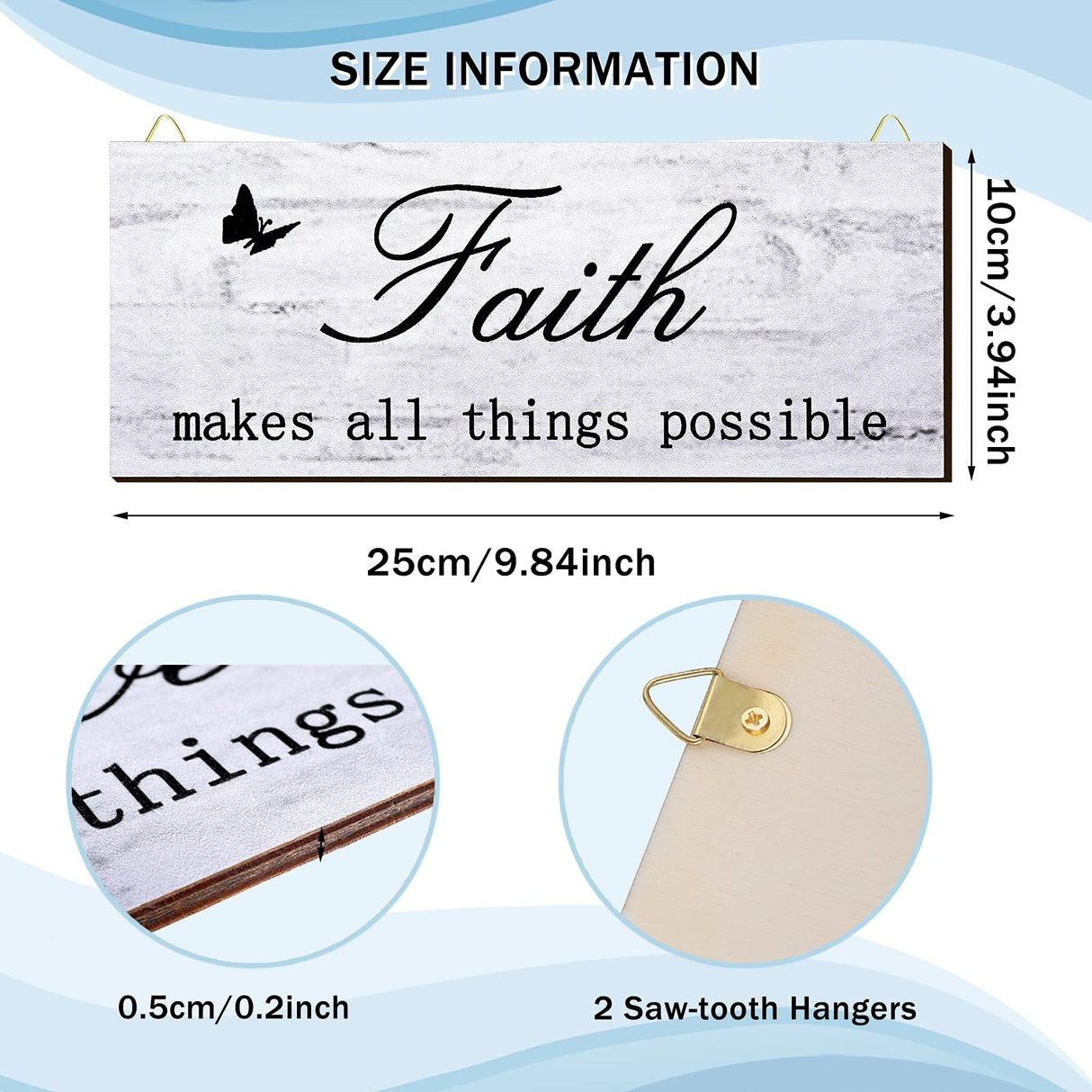 4 Pieces Faith Love Hope Family Wood Sign Farmhouse Wooden Family Sign with Quotes Faith Love Hope Family Home Sign Plaque Rustic Wooden Home Wall Sign for Front Porch Door Wall, 10 x 4 Inch (White) Jetec