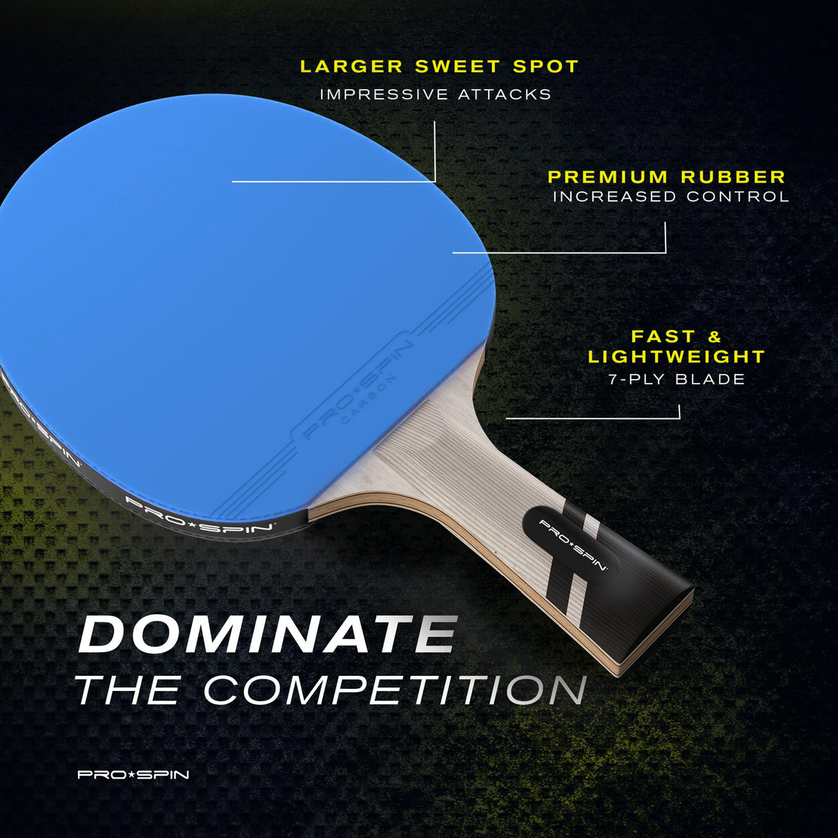 PRO SPIN Ping Pong Paddles - Professional Level Table Tennis Rackets with Carbon Fiber for Superior Control | 7-Ply Blade, Premium Rubber, 2.0mm Sponge | Includes Protector Case (Blue (1-Pack)) PRO SPIN