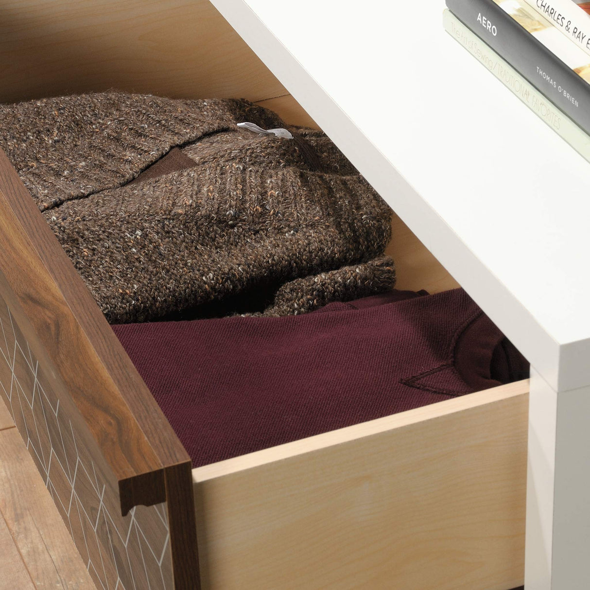 Sauder Harvey Park Dresser, L: 60.71" x W: 17.48" x H: 31.06", Soft White finish Sauder