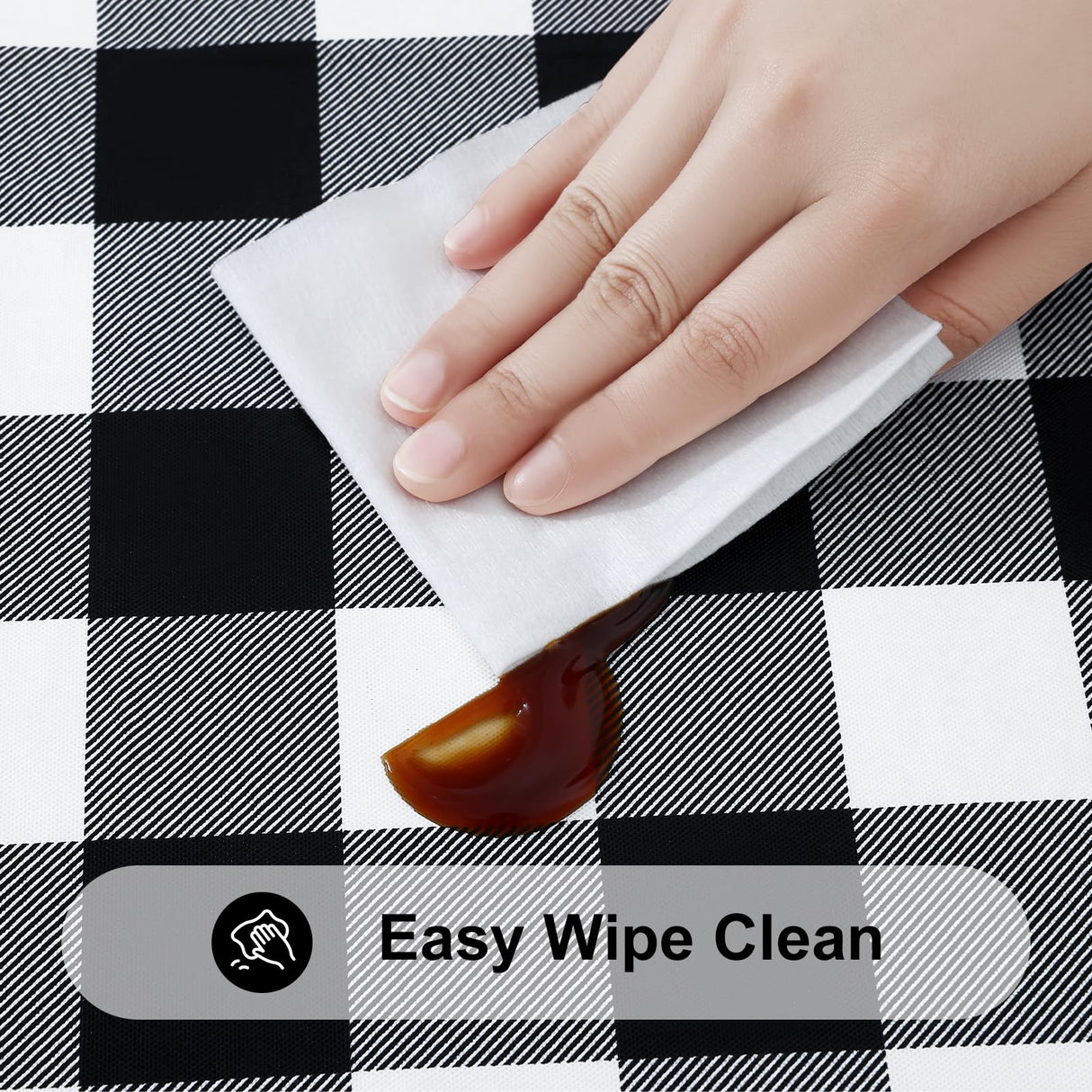 Smiry Rectangle Picnic Table Cloth, Elastic Waterproof Fitted Vinyl Tablecloth for 6 FT Tables, Flannel Backed Buffalo Plaid Table Covers for Dining, Camping, Outdoor (Black and White, 30" x 72") Smiry