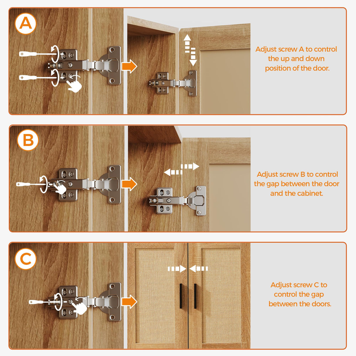 Mericonia Shoe Cabinet Storage for Entryway, Natural Rattan Shoe Storage Cabinet, Wooden Shoe Rack Cabinet, Farmhouse Boho Wood Shoe Organizer Cabinet for Hallway Mericonia