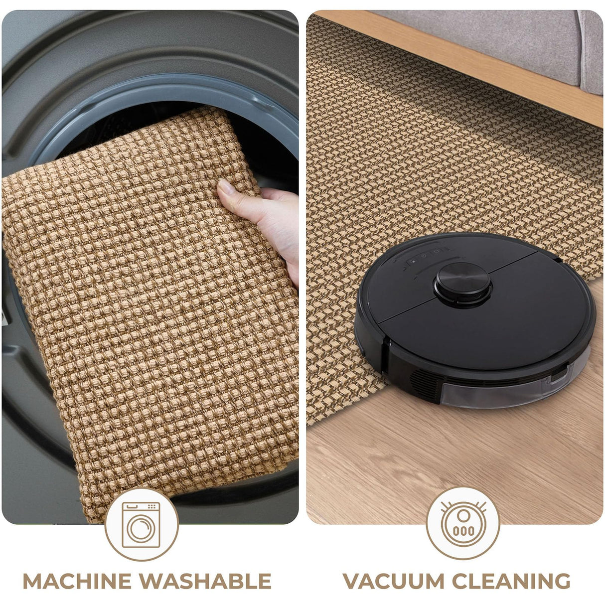 KOZYFLY Boho Runners for Hallways 2x6 ft Washable Hall Carpet Runner Rubber Backed Kitchen Rug Non Slip Woven Cotton Entryway Runner Rugs Floor Runners for Indoor Hallway Bedroom, Tan/Orange/Brown KOZYFLY