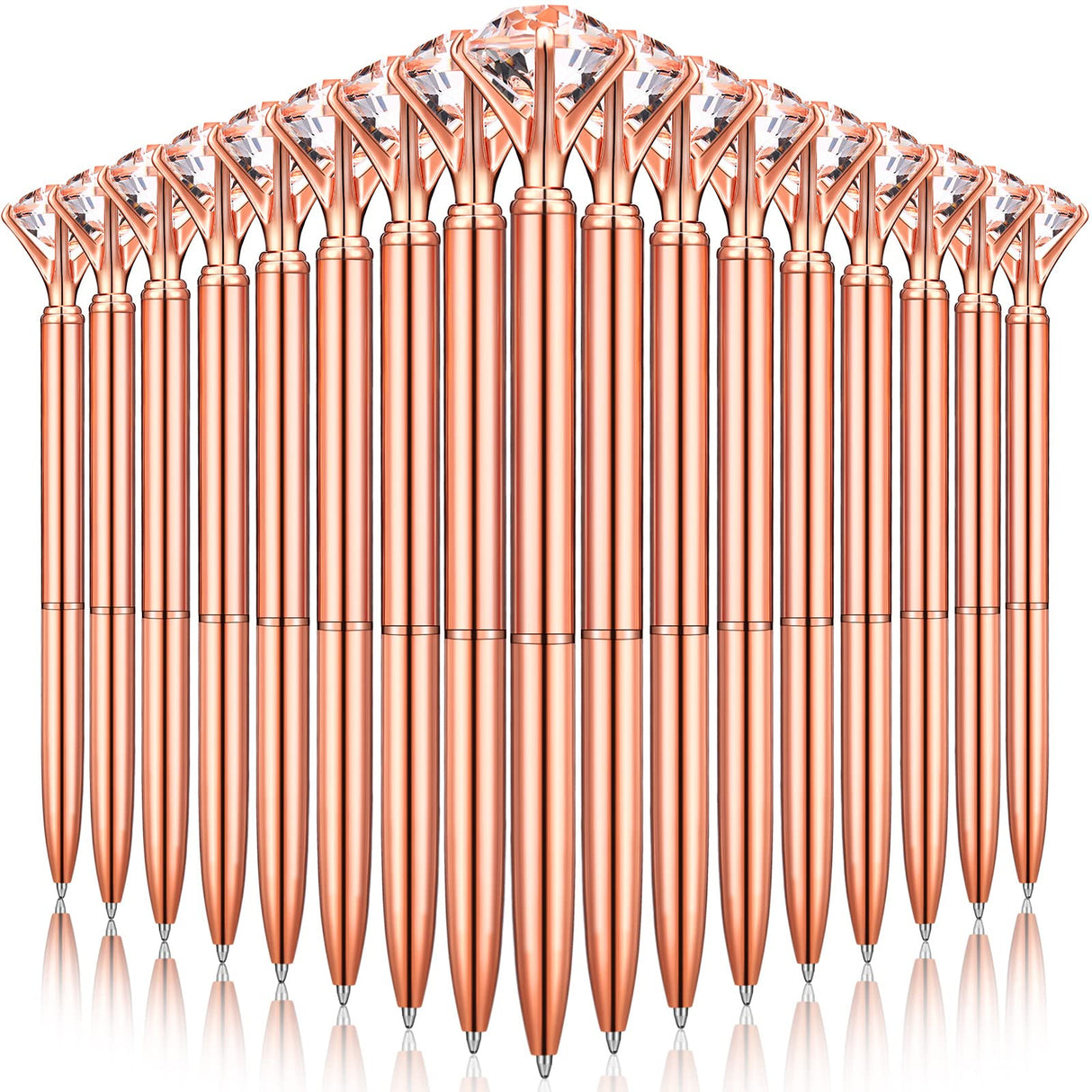 Yahenda 50 Pcs Diamond Pens Bridal Shower Ballpoint Pen Black Ink Bling Pens Crystal Metal Pens Bling Pen with Diamond on Top for Women Bridesmaid Wedding Office School(Rose Gold) Yahenda