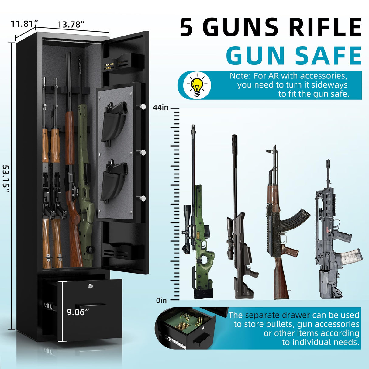 3-5 gun safes for home rifle and pistols (Biometric) Emasme