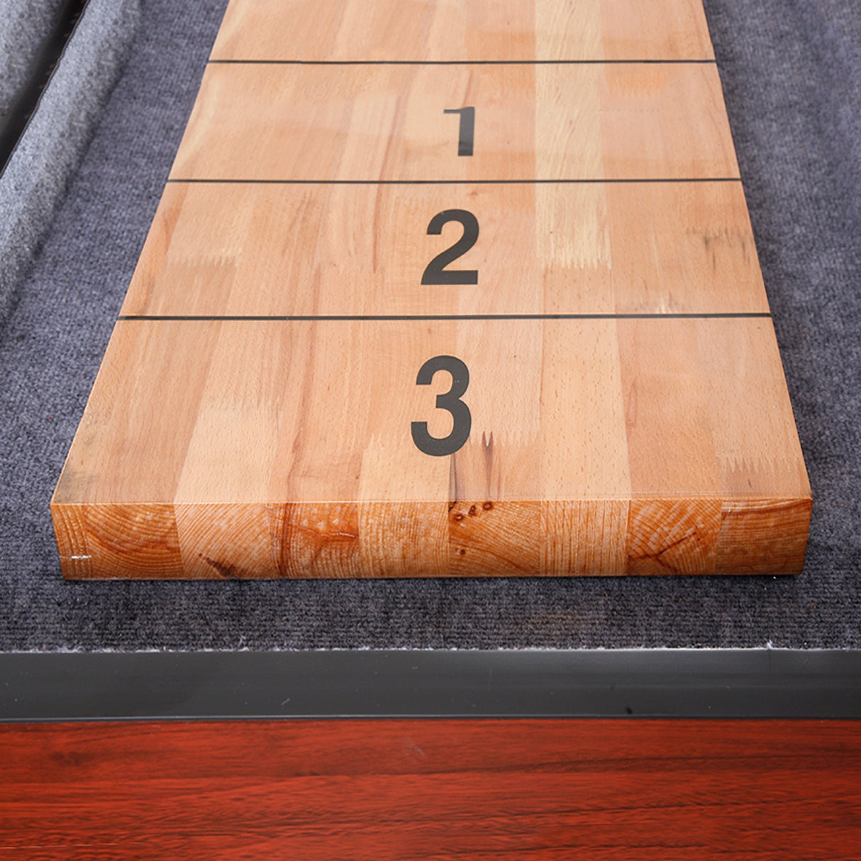 Challenger Shuffleboard Table with Dark Cherry Finish, Hardwood Playfield, Storage Cabinets, Climate Adjusters, Leg Levelers, 8 Pucks, Brush and Wax Hathaway
