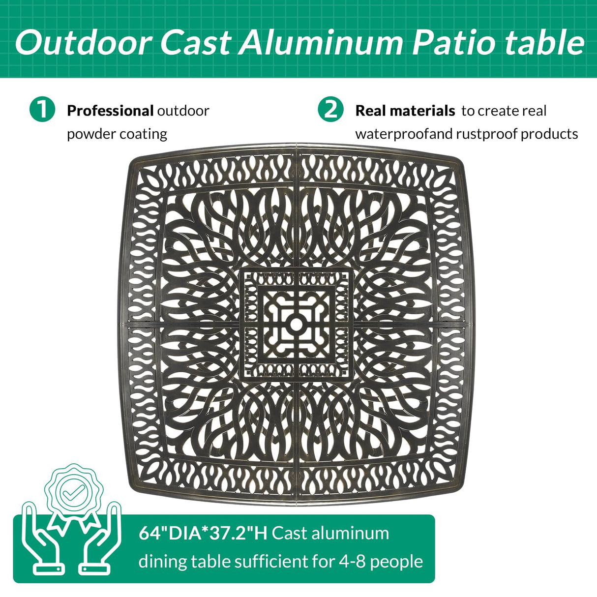 VIVIJASON 9-Piece High Patio Dining Set, Free-Rust Cast Aluminum Patio Bar Table and Chairs Set with 8 Swivel Bar Stools & 64" Bar Height Dining Table, Umbrella Hole for Backyard, Lawn, Garden VIVIJASON