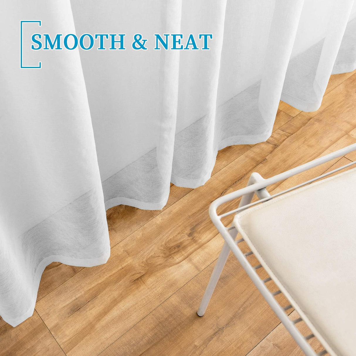 Anjee 4 Panels White Sheer Curtains 108 inches Long Rod Pocket Semi Sheer Curtain Translucency Balance Privacy Voile Window Drapes for Outdoor Patio Yard Glass Dining Room Living Room, 52 x 108 Inch Anjee