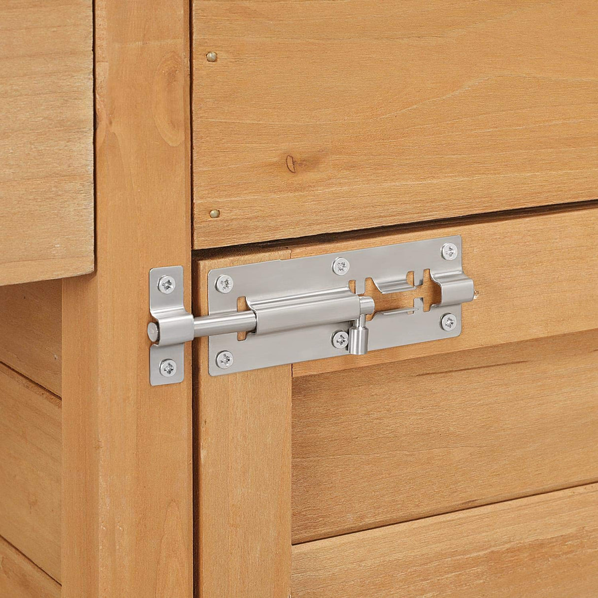 Topeakmart Outdoor Potting Bench Table Work Station Garden Planting with Cabinet & Drawer & Top Shelf & Lower Shelf Natural Wood Topeakmart