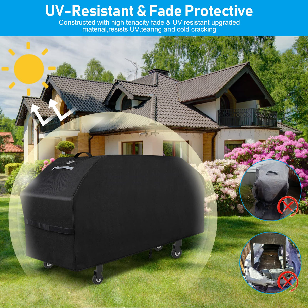 Griddle Cover for Blackstone 36" Griddle,Rip-Proof Upgraded Material Flat Top Grill Cover,Waterproof UV and Fade Resistant Grill Cover with Straps for Camp Chef and More 4-Burner Griddle KINGLY