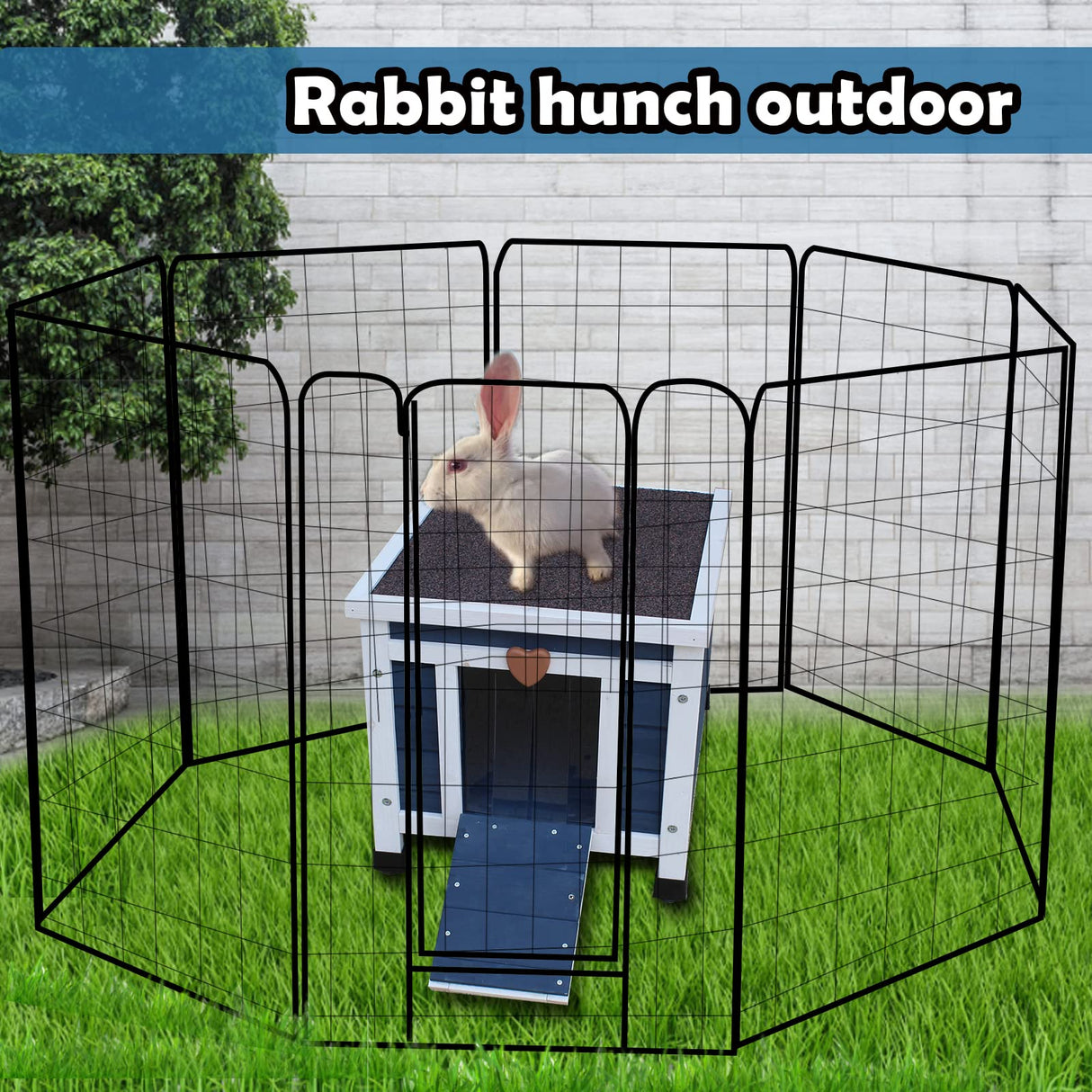 Rockever Outdoor Cat House,Outdoor cat Houses for Feral Cats Weatherproof Rabbit Hutch Small, Wooden Small Pet House and Habitats Rockever
