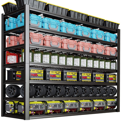 PMKES 7 Tier Garage Shelving Heavy Duty,65" W Garage Shelves, 65" W x 96" H x 24" D Adjustable Storage Shelving Unit, Commercial Metal Shelves for Warehouse, Basement