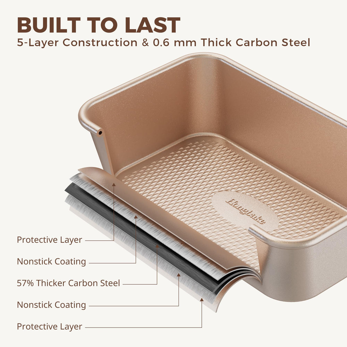 HONGBAKE 9-Piece Baking Pans Set Nonstick, Stackable Non Toxic Bakeware Sets with Diamond Texture, Oven Pan Set for Cooking, Includes Cookie Sheet with Rack, Cake Pan, Roasting Pan, Muffin Pan, Gold HONGBAKE