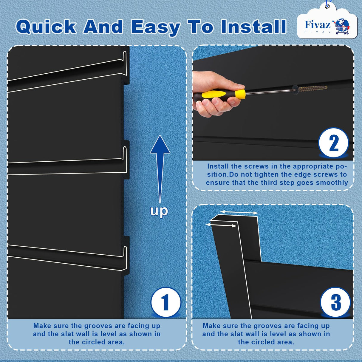 4'x8' PVC Slat Wall Paneling, High Load Capacity Slatwall Panel, Cuttable & Moisture-Proof & Flame Retardant, Heavy Duty Black Garage Slatwall Panes Storage Systems for Garage Workshop Storage Fivaz