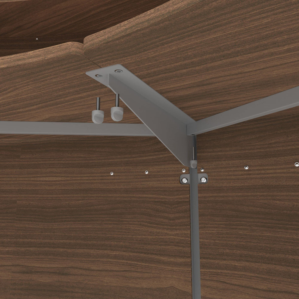 Linea Italia Curved Modern Office Desk Easy to Assembly 2 Panel Reception Counter for Lobby, Salon, 124" x 49", Walnut Linea Italia