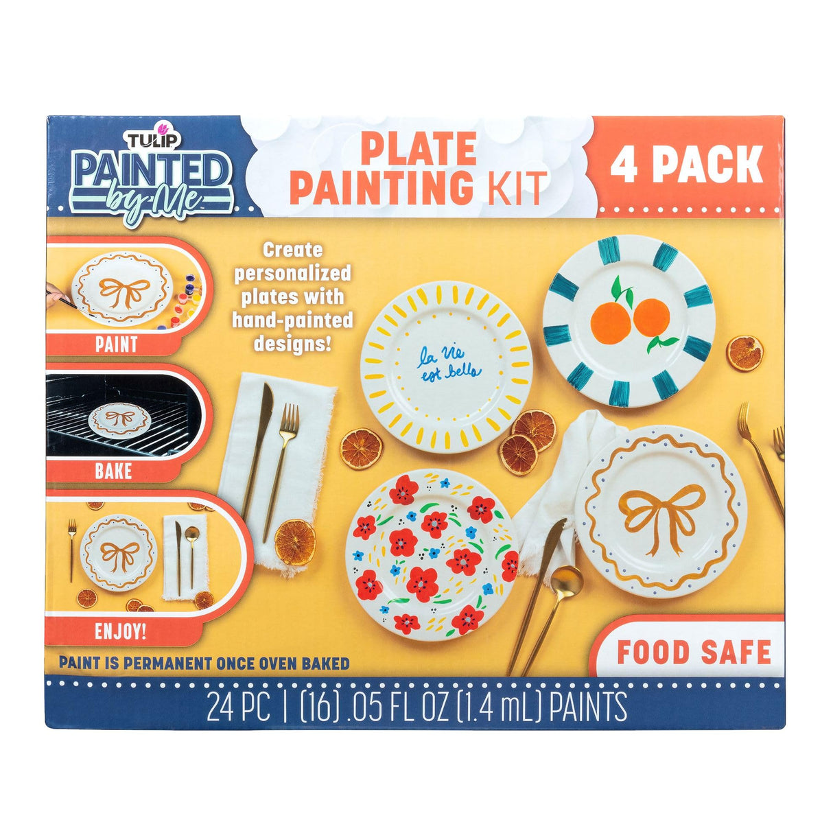 Tulip Food Safe Plate Set Bake at Home Ceramic Painting Kit, 4 fl oz, White Tulip