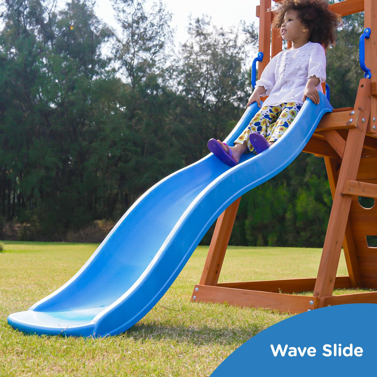 Dolphin Playground Wooden Swing Sets for Backyard, Playground Sets for Backyards with Slide, Sandbox, Climbing Wall, and 2 Belt Swings, Outdoor Playset, Backyard Playground Set, Ages 2-6 DOLPHIN PLAYGROUND T