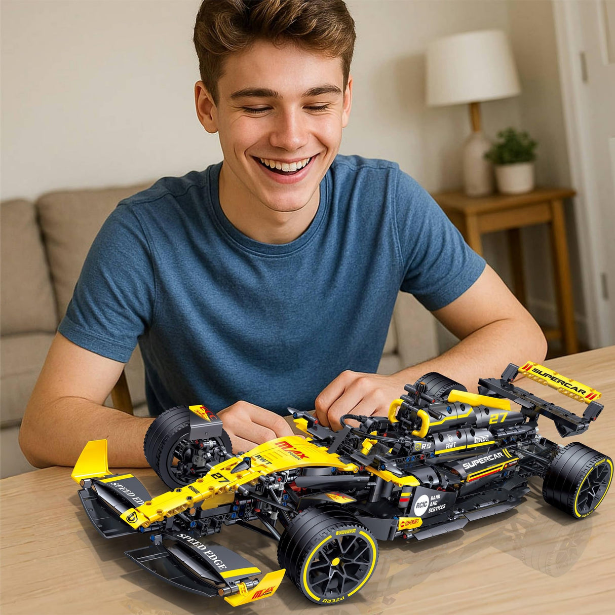 JSINMA Technic F1 RS20 Racing Car Building Kit – 1:8 Scale Collectible Set for Adults, 1650+ PCS Display Model with Realistic Details – DIY Engineering Gift for F1 Fans, Home or Office Display JSINMA