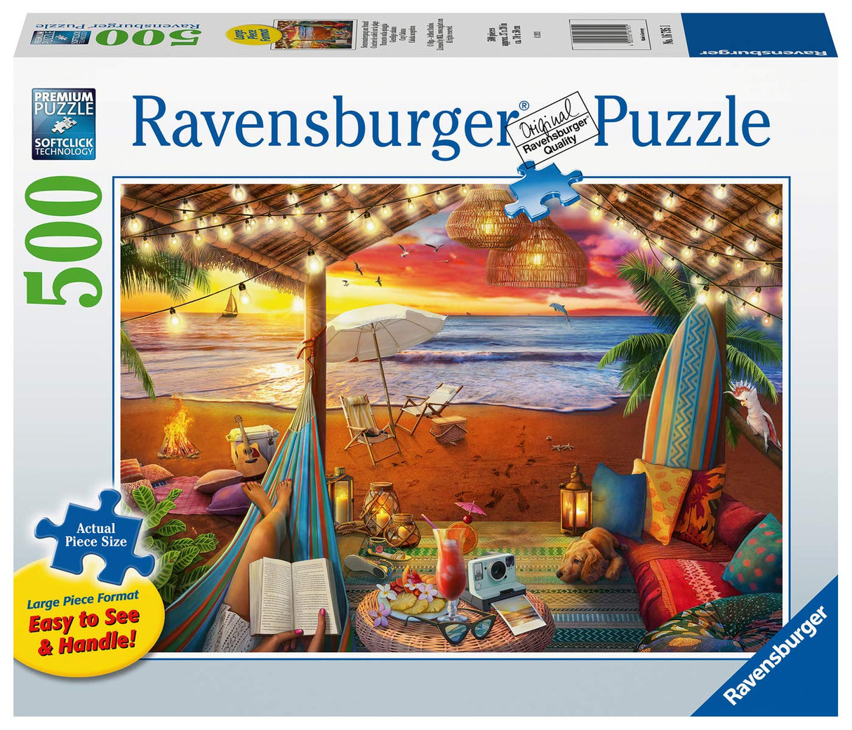 Ravensburger Cozy Cabana Puzzle - Tranquil 500-Piece Jigsaw | Unique Softclick Technology | Large Format | FSC-Certified Materials | Ideal Family Fun Activity Ravensburger