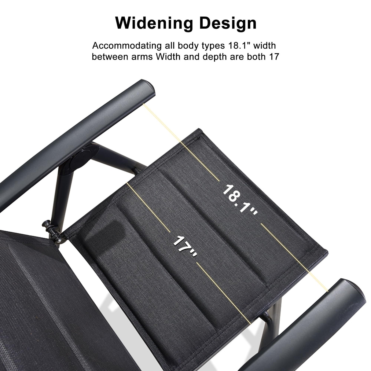 PURPLE LEAF 11 Pieces Outdoor Patio Dining Set with 10 Folding Portable Chairs and 1 Rectangle Aluminum Table, Foldable Adjustable High Back Reclining Chairs with Soft Cotton-Padded Seat, Black PURPLE LEAF