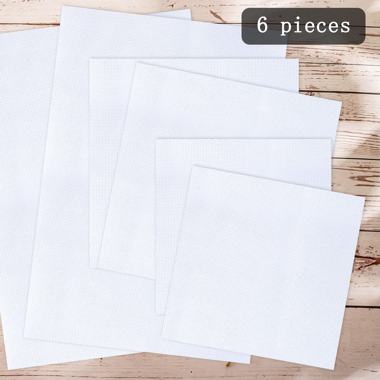 MIDELONG 6 PCS Aida Cloth 14 Count Cross Stitch Fabric, 3 Sizes White Classic Reserve Cross Stitch Aida Cloth for Home DIY Handmade Needlework Craft Embroidery Decoration MIDELONG