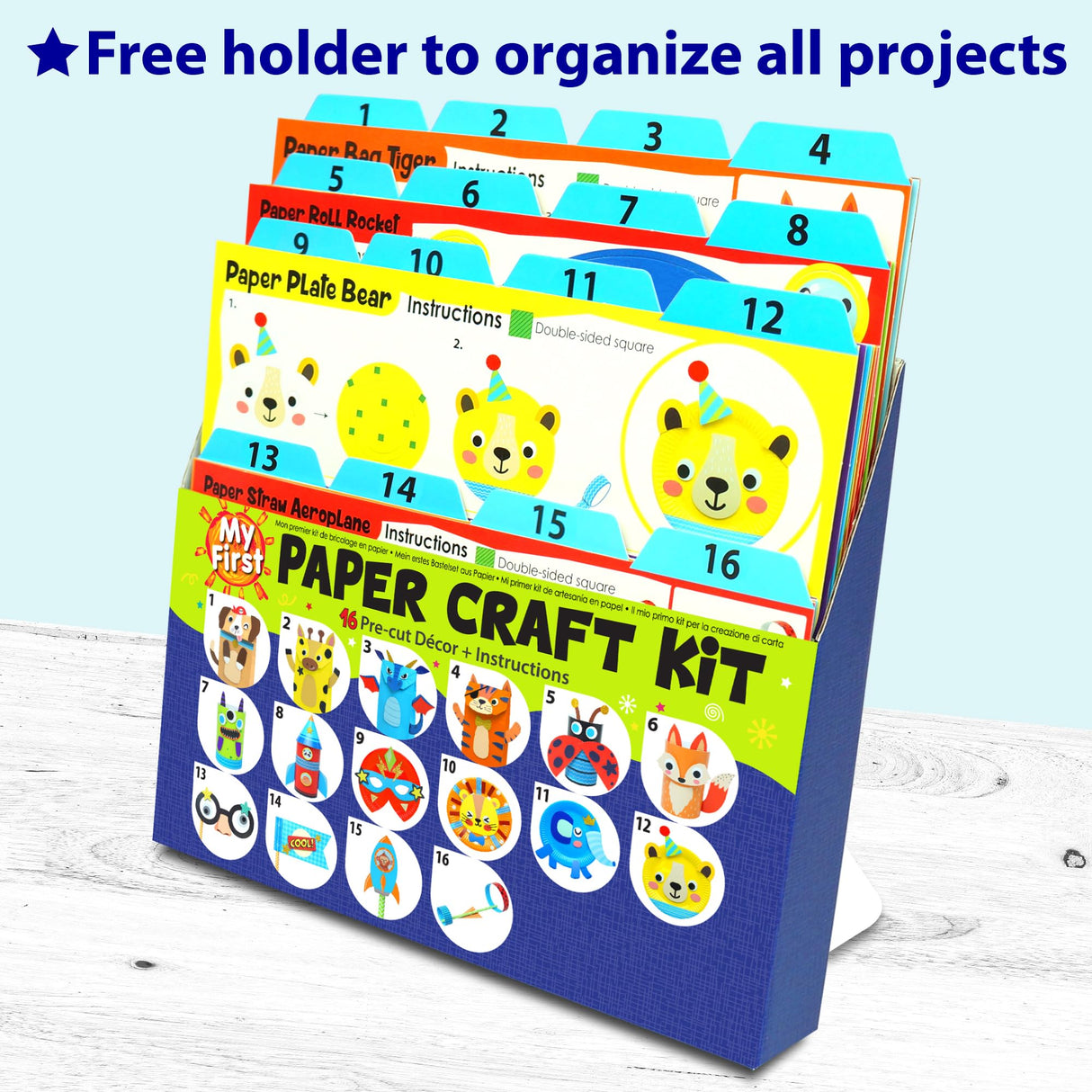 KRAFUN My First Safari Animal Paper Craft Kit, 16 DIY Arts and Crafts Zoo Animal, Organized Craft Activities Supplies Box Assembling Creative Toys for Toddlers, Boys, Girls 3-8 Years Old KRAFUN