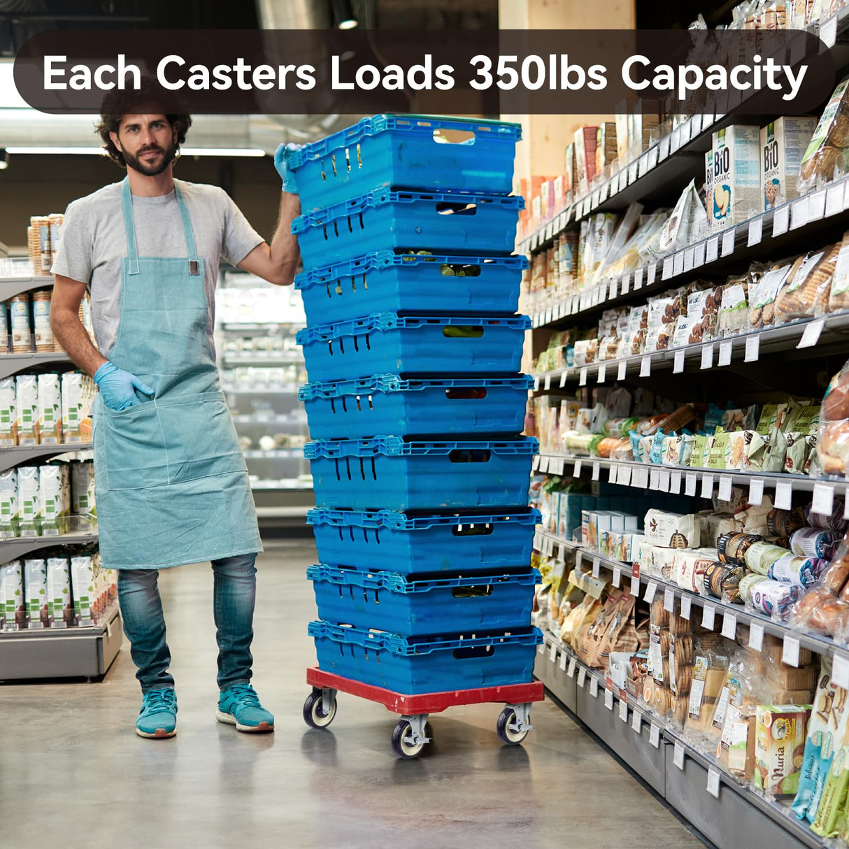 NINOSO 5" Caster Set of 4, Heavy Duty Industrial Caster Wheels with Load 1400lbs Capacity, Polyurethane Shopping Cart Wheels Replacement for Furniture Equipment Dollies(2 Swivel & 2 Rigid) Ninoso