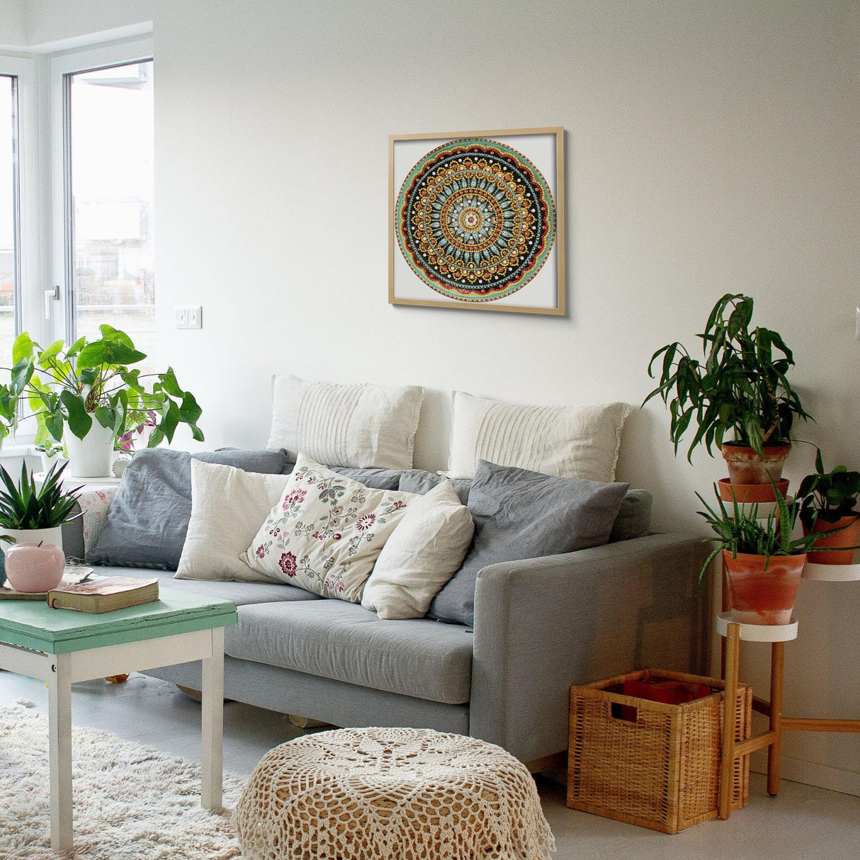 Hibah Diamond Painting DIY 5D Special Shape Rhinestone, Mandala Flower, Partial Diamond Crystal Diamond Painting Mandala Set Hibah