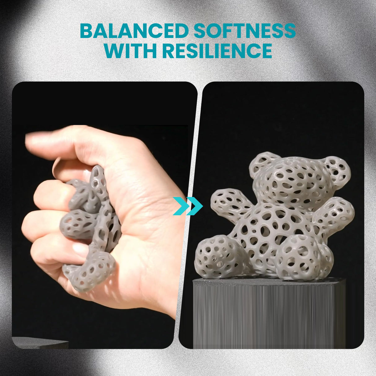 SUNLU Flexible 3D Printer Resin 2KG, 66A 3D Printing Resin for Printing Soft and Flexible Items, Bendable and Not Brittle, Fast Curing 405nm UV Photopolymer Resin. (2000G Gray) SUNLU