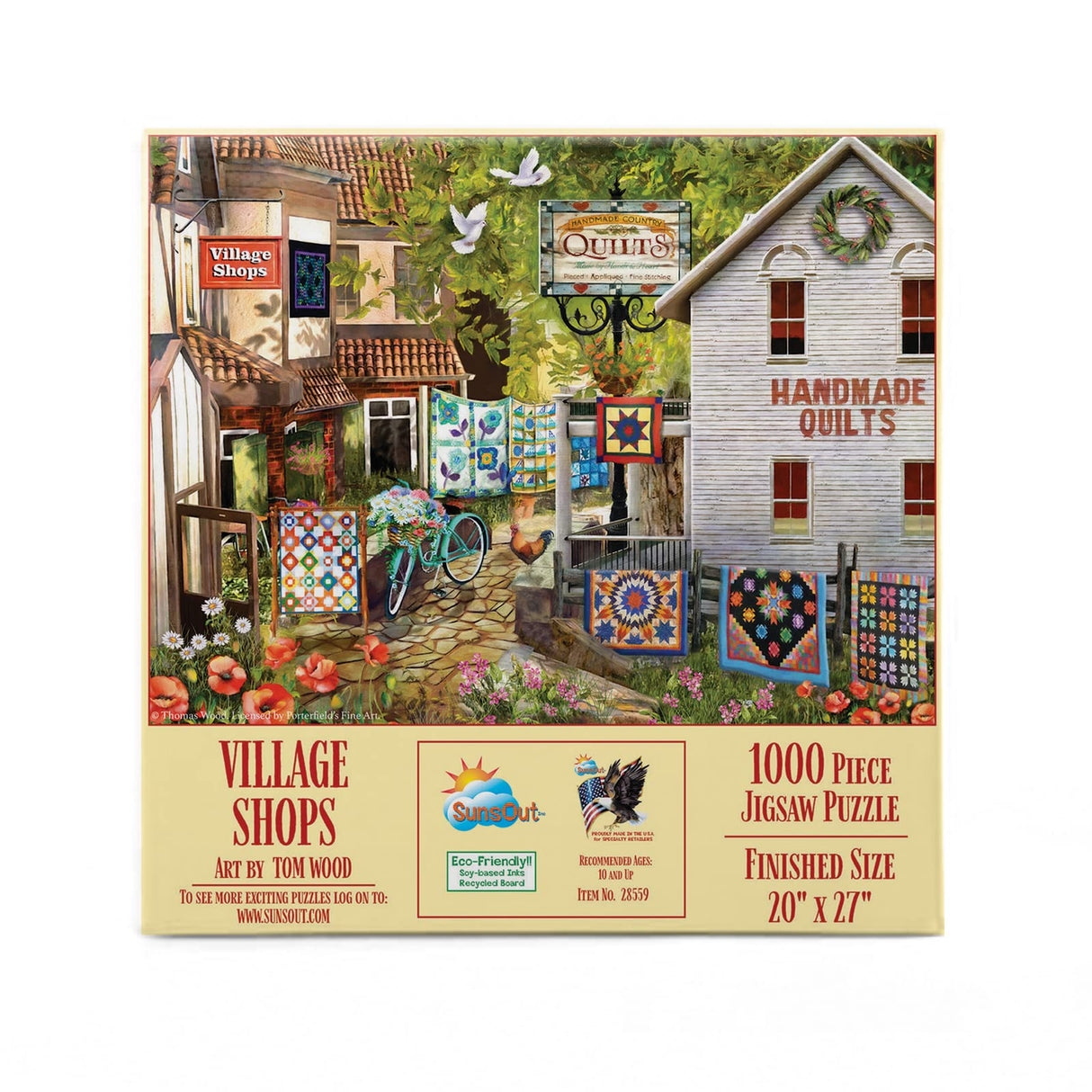 SUNSOUT INC - Village Shops - 1000 pc Jigsaw Puzzle by Artist: Tom Wood - Finished Size 20" x 27" - MPN# 28559 SunsOut