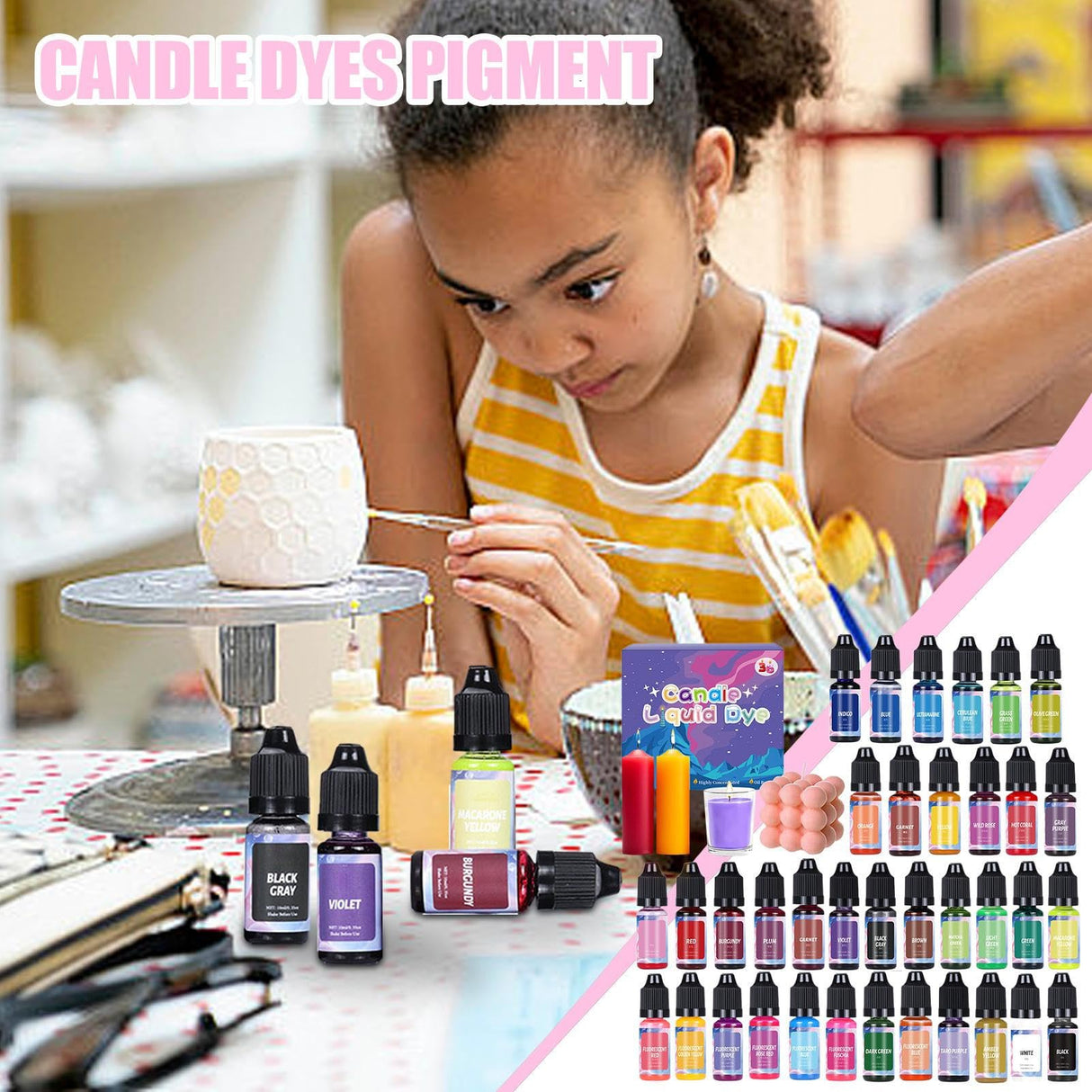 Candle Dye - Liquid Oil-Based Candle Dye | Candle Making Dye Colors | Liquid Concentrated Pigment | diyY Candle Making Pigment with 18 Or 24 Colors for Lip Gloss, Epoxy Resin WoodArtSupply