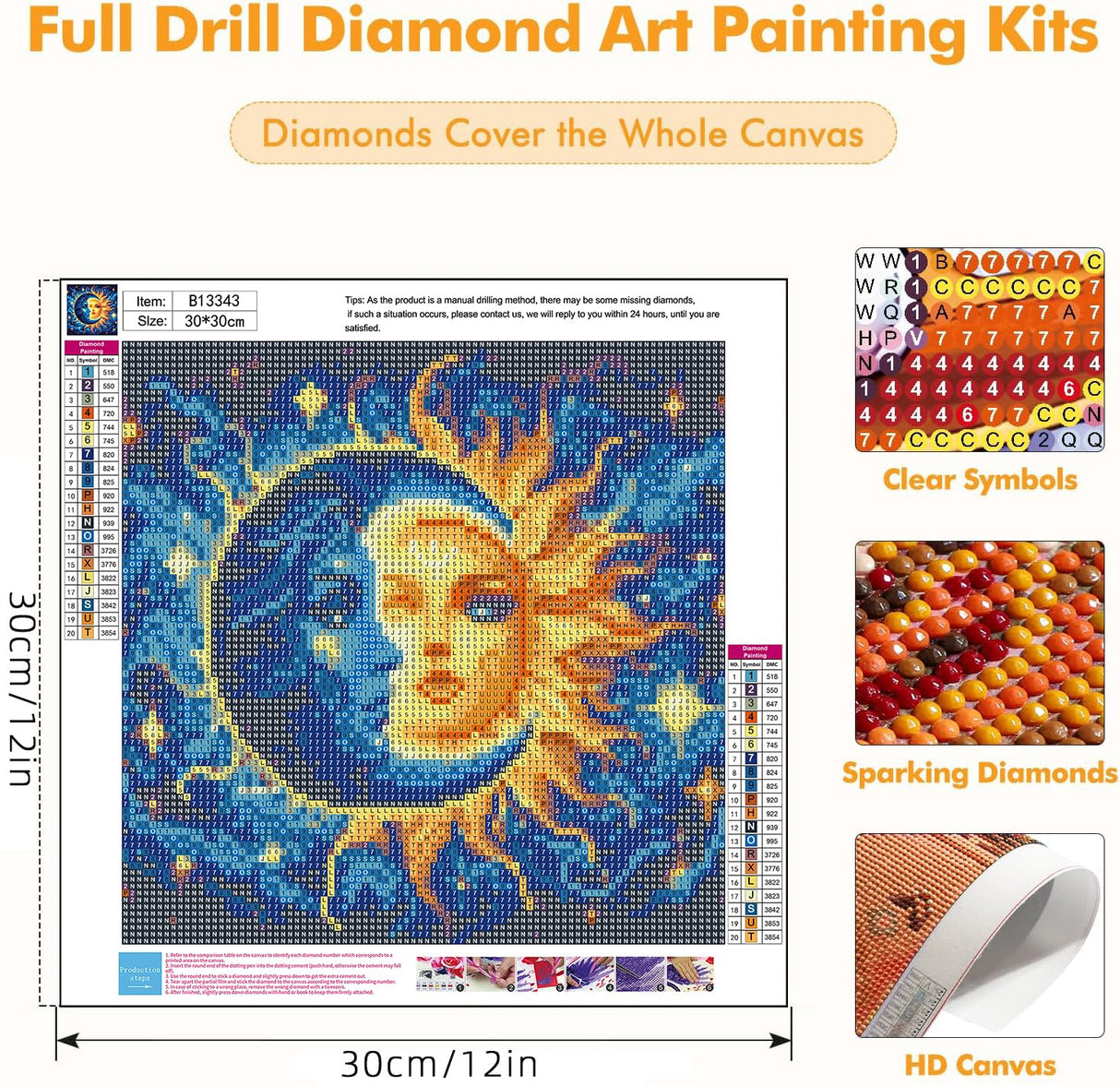 Axquilon Sun and Moon Diamond Art Painting Kits for Adults-Round Full Drill Diamond Painting Kits for Beginners-DIY 5D Diamond Gem Art Kits for Adults for Gift Home Wall 12x12in Axquilon