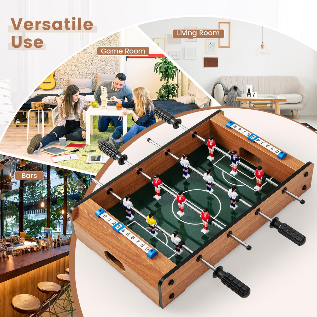 GYMAX Foosball Table, 20” Tabletop Mini Soccer Game with 2 Footballs & Score Keeper, Portable Arcade Game Table Set for Kids Adult Family Night, Game Room, Party GYMAX