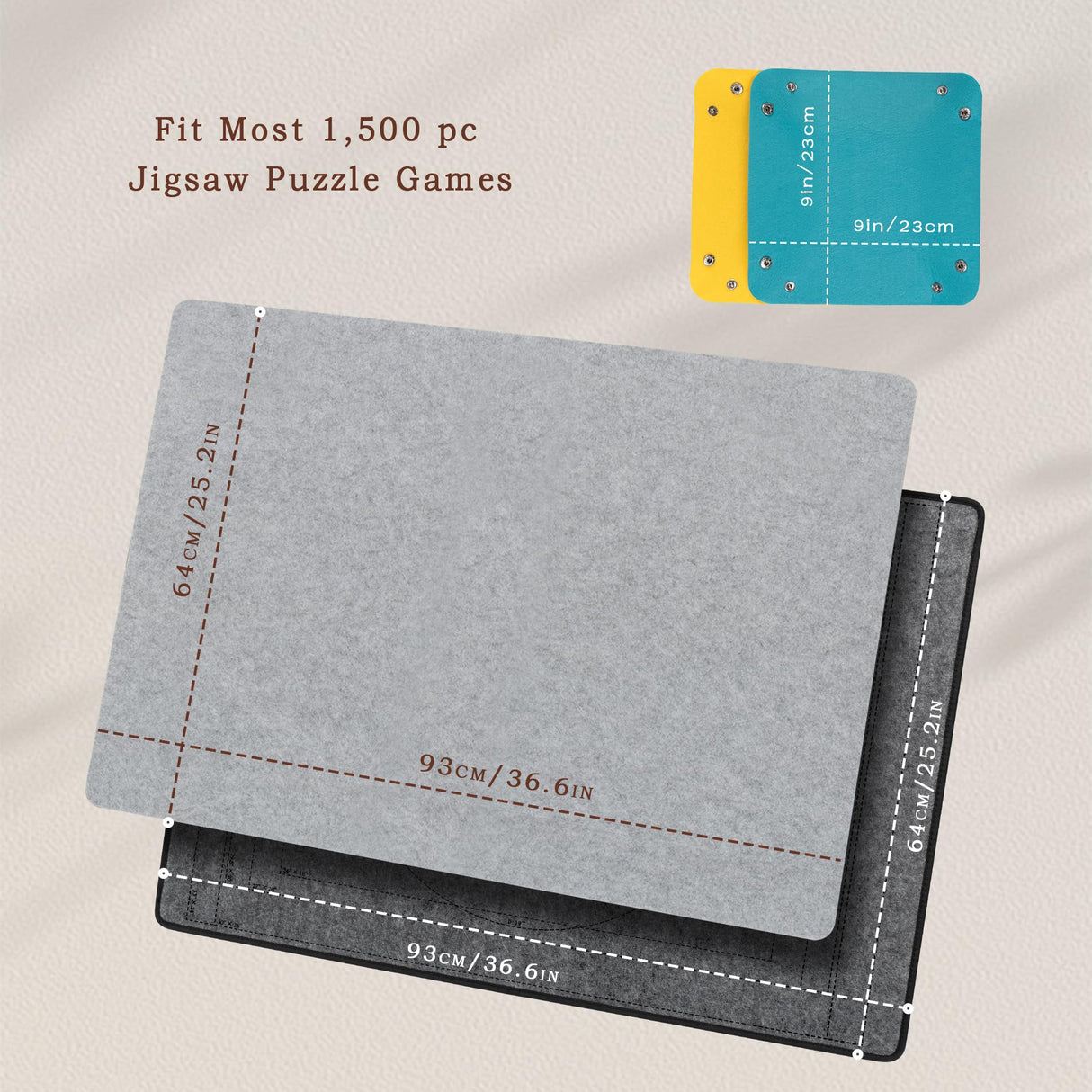 Becko US 1500 Piece Jigsaw Puzzle Board with 6 Trays & Cover, Foldable Puzzle Mat with Auxiliary Lines for Puzzle Storage Saver, Lightweight & Portable, for 1500 1000 750 500 Pieces Jigsaws Puzzles