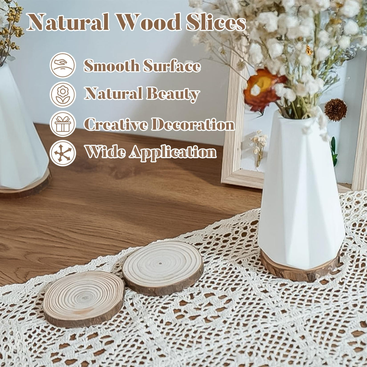 Sukh 20PCS Christmas Natural Wood Slices - Unfinished Wood Slices 2.7-3.1 Inches Wood Circles Predrilled with Hole Wood Circles Kit Wood Discs for DIY Christmas Ornaments,Arts,Crafts Sukh