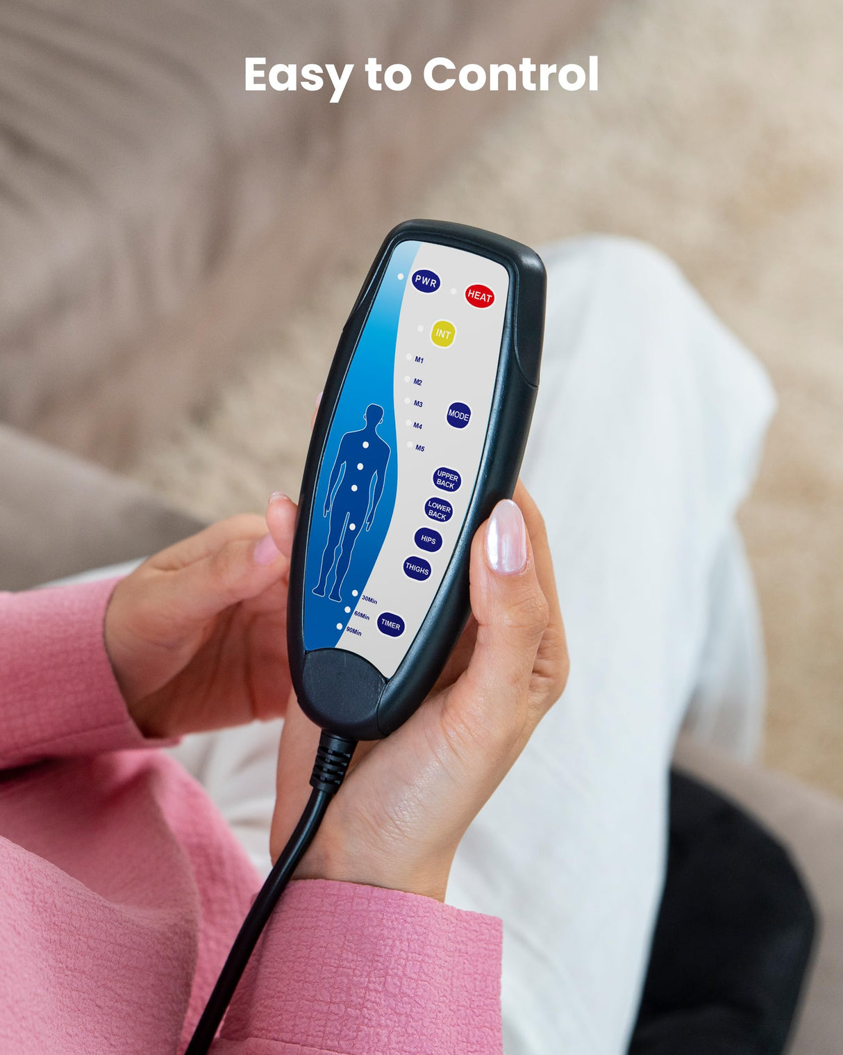 COMFIER Massage Seat Cushion, Back Massager with 8 Vibration Nodes & 5 Modes, Adjustable Chair Massage Pad with Heat for Home Office, Heated Chair Pad,Gifts for Men,Women COMFIER