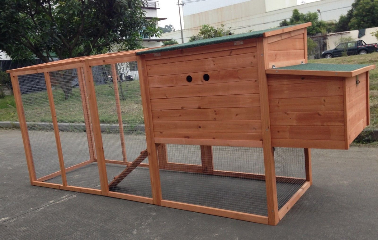 ChickenCoopOutlet Large 95" Deluxe Solid Wood Hen Chicken Cage House Coop Huge with Run Nesting Box ChickenCoopOutlet