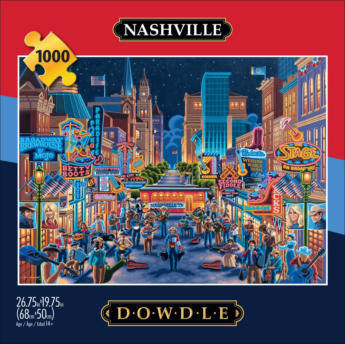 Buffalo Games - Eric Dowdle - Nashville - 1000 Piece Jigsaw Puzzle for Adults -Challenging Puzzle Perfect for Game Nights - Finished Size is 26.75 x 19.75 Buffalo Games