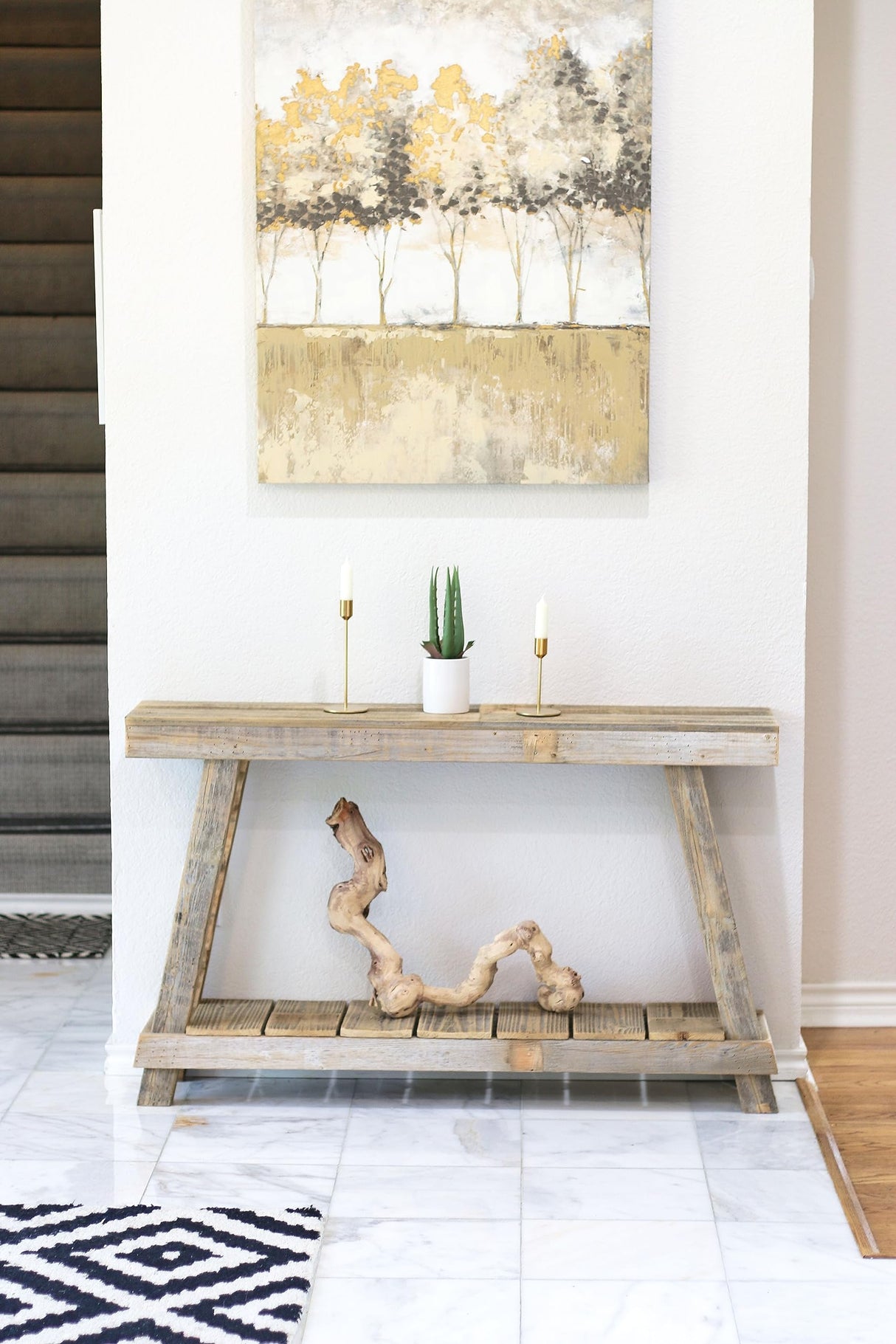 Reclaimed Wood Luxe Aztec A-Frame Console Table (Natural) Doug and Cristy Designs