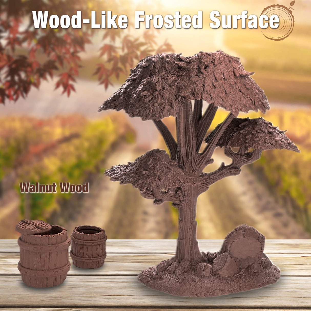 OVVNYXE OVV3D Wood PLA Filament 1.75mm, Black Walnut Wood 3D Printer Filament, Wood Add More Than 30% Real Wood Fiber, Matte and Frosted 1.75 Wood Printing 1kg OVVNYXE